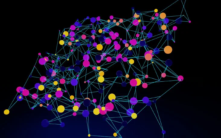 An abstract image of a network of interconnected dots